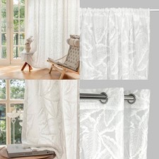 Eden Leaf Voile Panel Curtain - Eyelet and Slot Top Curtains -  Ready Made