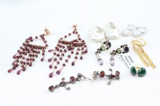 Sterling Silver Earrings Gemporia Baroque Pearl Opal Garnet Statement x 7 (25g)