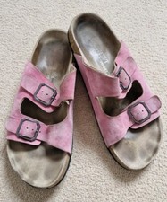 Next Pink Suede Buckle Footbed Comfort Mules Sandals Uk size 6   