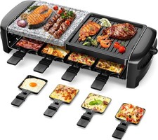 Electric Raclette Grill 1400W JOYAMI – Indoor BBQ for 4 with Stone Plate & Pans