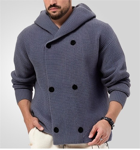 Men hooded knit - cardigan,