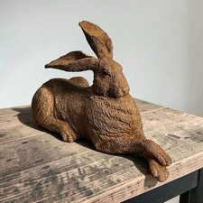 Large 32cm Brown Laying Hare