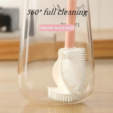 360° All-Around Long Handle Silicone Cleaning Baby Bottle Cup Brush Foldable