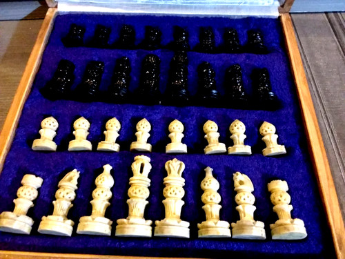 Stone carved chess set - stone,