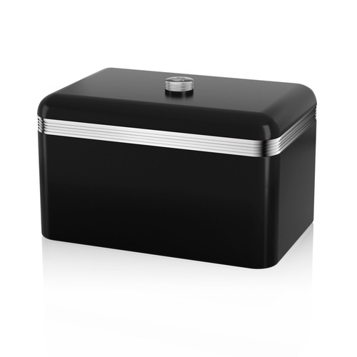 Swan retro black breadbin - swan,