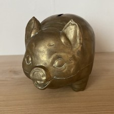 Vintage Brass Pig Money Box H 11cm W 18cm