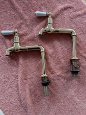 Perrin And Rowe Gold Plated Ionian Porcelain Lever Deck Mounted Bibcocks (Pair)