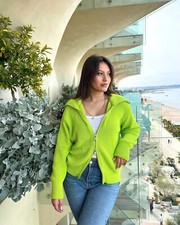 ZARA LIME HIGH NECK ZIP-UP
