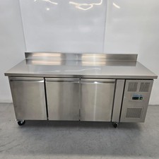 Triple Bench Freezer 417L Stainless 3 Door Frozen Prep Commercial Kitchen Pol...