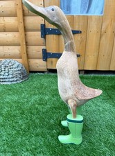 Hunter Large Wooden Duck Wearing Hunter Wellies  18” Tall