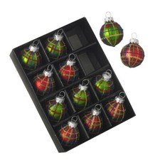 12 Mini Red and Green Tartan