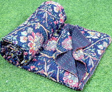 Indian Handmade Quilt Vintage Kantha Throw Blanket Cotton Bedspread Home Gifts