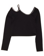 ZARA Womens Crop Off Shoulder Top UK 12 Medium Black Polyamide BZ11