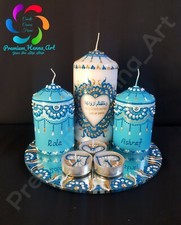 Decorative Personalised Henna Mehndi Candles - Wedding, Nikkah, Eid Mubarak