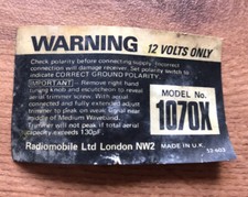 Replacement Label only for Radio Radiomobile 1070 X For Car