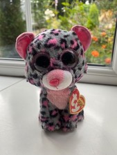Ty Beanie Boo 2015 Tasha The Leopard Big Eyes Soft Toy Cuddly Stuffed Animal 6”