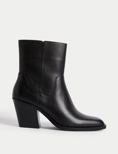 Marks & Spencer Womens Black Leather Ankle Women Boots - M&S