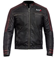 N7 Street Fighter Commander Moto Black Gaming Biker Leather Jacket