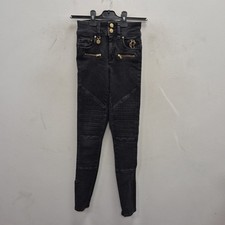 Holland Cooper Jodhpur Black Denim Biker Jeans Pants Trousers Size 8 W 23"