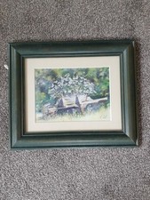Pretty Framed Daisy In Wooden Wheelbarrow Print