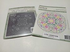 Lisa Horton Tetra Stencil & 3D Embossing Folder Set Flowers & Hearts Pattern