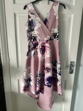 Quiz lilac/ pink Floral Dress Size 10 With Dipped Hem