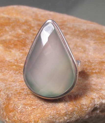 Sterling silver large cut blue - silver,