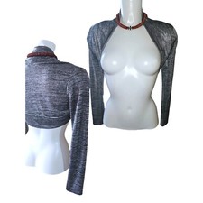 NEW Size 10-12 stretch silver fine knit Bolero shrug shoulder cover over cami