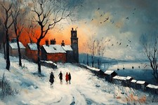 L S lowry Style Canvas Picture