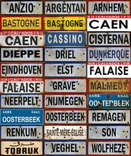 Multi Listing WW2 battles place names retro vintage style metal plaques signs