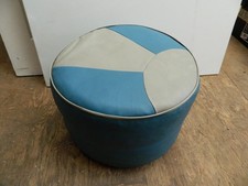 Vintage Mid-Century Retro Vinyl POUFFE/footstool - Blue /Light Grey - 1960s