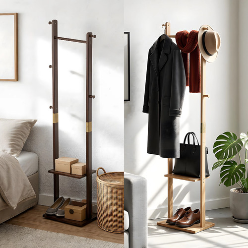 Narrow wooden clothes hanging - clothes,