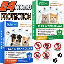 Dog Cat Flea Collar Treatment Pet Adjustable 24 Month Protection 4 PACK COLLARS