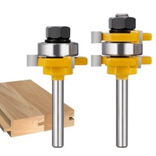 2Pcs Tongue and Groove Set 1/4'' Shank Wood Milling Cutter 3T Joint Router Bit