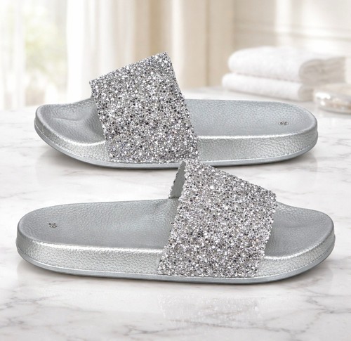 Womens flat sliders - womens, shiny