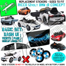 Replacement stickers to fit RICCO kids 12v BMW i8 ride on toy car dash hubs etc