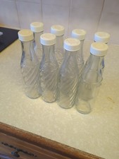 8x Vintage Soda Stream Bottles Embossed Glass Twist Design Screwtop SodaStream