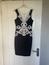 Lipsy Dress Michelle Keegan , Black With White Embroidered Pattern. Worn Once
