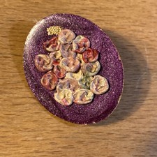 Vintage Rustins Waxcraft Brooch Floral Flower Bouquet Button Retro