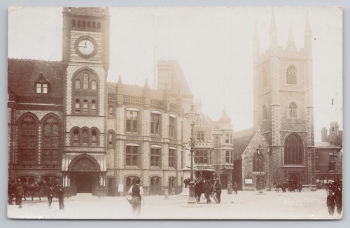 Postcard antique reading town - postcard,