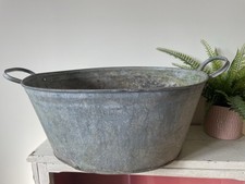 Medium Vintage Galvanised Zinc Steel Tin Bath Garden Planter 55 cm long