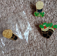 3x GUINNESS Pint Glasses Enamel Pin Badges - Retro Brewery Bundle