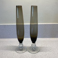 Vintage smoked glass flute - smoked,