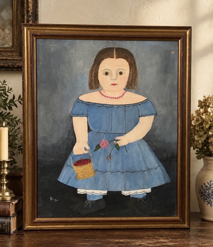 Antique folk art portrait - antique,