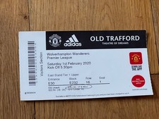 TICKET 2019/20 Manchester United v Wolves  League Type 2 Visitors  Excellent