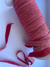 5 M Foe Fold Over Elastic Red Glitter  Ribbon Headbands Crafts Sew Dress