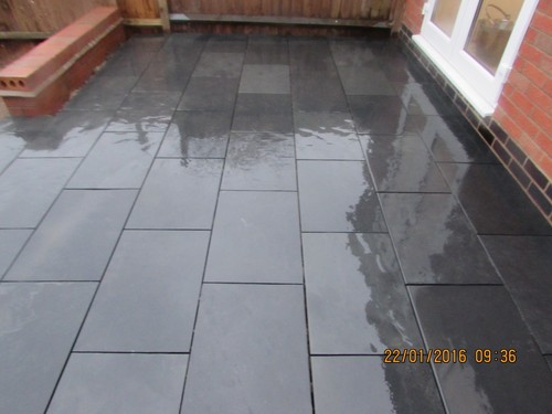 Black slate paving patio slabs - black,