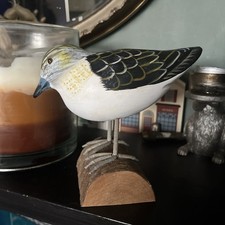 Hand Carved Bird on Log