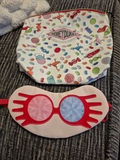 Honeydukes Hogsmead Harry Potter Wash Bag Makeup Bag Zip & Sleep Mask Bnwot