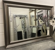 LARGE Pewter Gunmetal Mirror